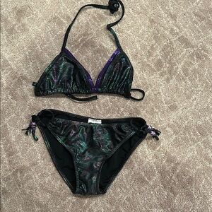 Iridescent Black Bikini Set